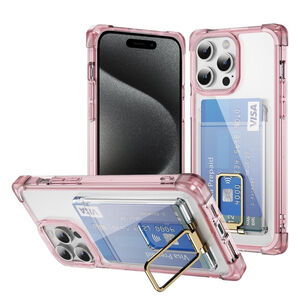 Phone Case• iPhone 15 Pro Max 6.7 in W/Card Holder Slot & Kickstand•Pink